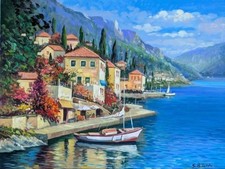 Dipinto olio su tela - Lago di Como - ARTISTA BILARDI 