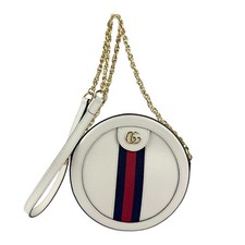 Borsa a tracolla rotonda Gucci Ophidia originale in pelle bianca/oro - z6819