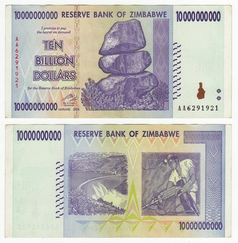 Banconota zimbabwe miliardi - 10,