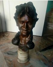 Scultura in bronzo Busto scugnizzo di Vincenzo Cinque Supporto In Marmo 