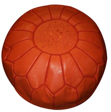Pouf marocchino Hassock Pooff pelle vera pouf poggiapiedi ottomano grande arancione