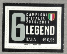 JUVENTUS SCUDETTO CAMPIONATO DI CALCIO 2016 -2017. FRANCOBOLLO  NUOVO ANNO 2017