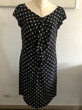 Moschino originale abito nero pois bianchi pura seta donna tg 44/woman dress