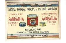 PATERNO' MONCADA CATANIA TONNARA DI SABRATHA E STABILIMENTO IN TRIPOLI CARTOLINA