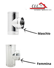 Raccordo a T 90° monoparete tubo in acciaio inox per canna fumaria, pellet stufe
