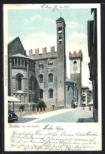 Cartolina trento via san - trento,,
