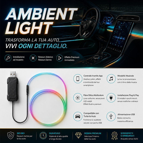 Striscia led auto interni - auto,