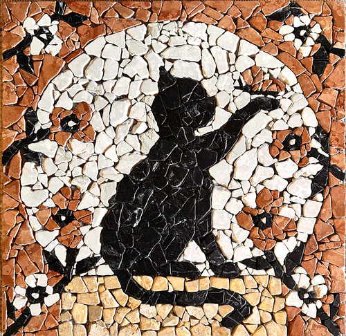 Gatto con farfalla rosone - con,