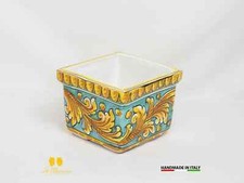 Fioriera da esterno in Ceramica di Caltagirone ornato verde rame 15cm