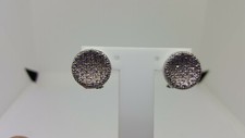 ORECCHINI BOTTONE CON PAVE' DI ZIRCONI ROSA IN ORO BIANCO 18KT 750 8,7 GR.(3510)