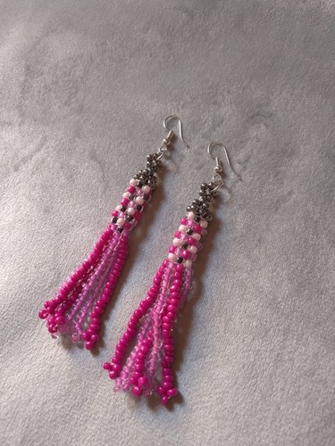 Orecchini lunghi rosa - rosa, con