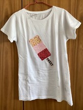 stradivarius maglia t shirt top donna taglia S con disegno gelato con paillettes