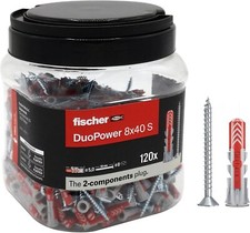 Fischer Propack Duopower 8x40 120x Tasselli con Vite in Barattolo Riutilizzabile