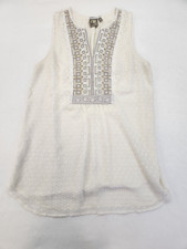 One September Anthropologie Canotta Donna Med Pasto Texturizzata Avorio Boho Fluida