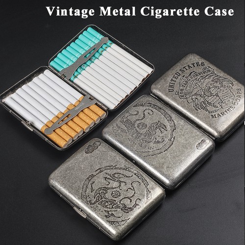 Vintage metal cigarette - vintage, case