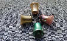 Vintage 4 campane vetro mercurio ornamenti punti mica VECCHIA Germania vetro perline clapper