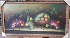 Quadro frutta - Dipinto A MANO - natura morta OLIO SU TELA CORNICE ORO 68X128 cm