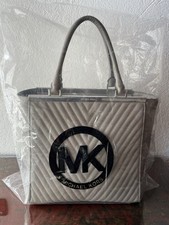 MICHAEL KORS LANA TOTE BAG GRIGIO BORSA PELLE PEARL GREY MK