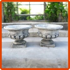 Coppia vasi vaso in cemento pietra fioriera da per giardino esterno interno 30cm