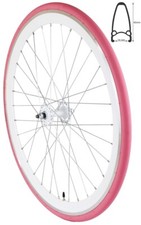Ruota anteriore Redondo 28 pollici singlespeed fixie cerchio bianco rosa + pneumatici