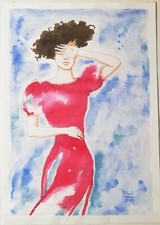 ROBERTA MAZZONI Illustrazione Originale A3 PINUP Girl Firmata Disegno Sketch Art