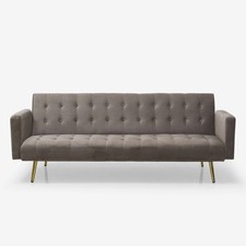 Divano letto moderno clic clac 3 posti in velluto gambe dorate Caullae