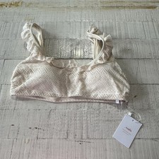 Top bikini Andie Swim the Hydra nuovo con etichetta taglia media vaniglia uncinetto volant pizzo