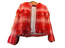 Giacca Zara a Righe Rossa E Bianca Con Bottoni