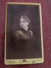 Fotografia Antica Livorno Cdv Ugo Bettini '800 Donna in Ovale Attraente Toscana 