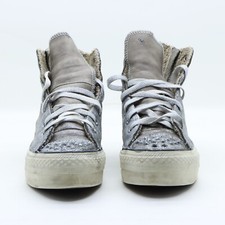 Converse platform USATE  eur 38 Cod.SS4050) unisex pelle glitter argento