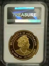 Lotto MONETA 2024 AUSTRALIA  10 $ Dollari Regina Elisabetta PLACCATA ORO .