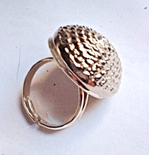 ANELLO artigianale con BOTTONE "DE LIGUORO"  in RODIO ARGENTO * base regolabile