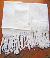 LOTTO 3 ASCIUGAMANI TOILETTE IN FIANDRA VECCHIO CORREDO BAULE DELLA NONNA