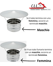 Terminale Cinese Acciaio Inox Canna Fumaria Comignolo Base Tonda