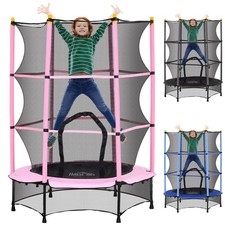 HOMCOM Trampolino Elastico per Bambini 3-10 Anni e Rete di Sicurezza Ø140cm
