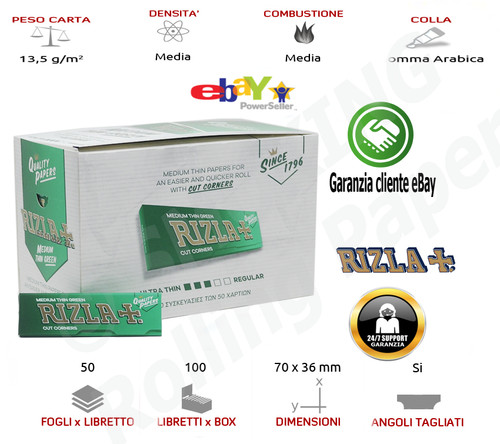 Cartine rizla verdi corte - rizla,