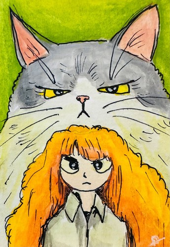 Grumpy cat anime girl - grumpy,