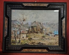 Dipinto olio su cartone - paesaggio montanaro, firmato Mario Moretti Foggia