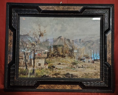 Dipinto olio cartone - su,