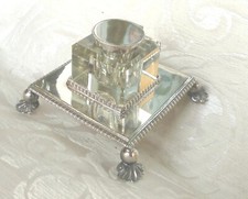 Antico Calamaio Metallo Argentato Sheffield J Dixon & S Inkwell Silver Plate