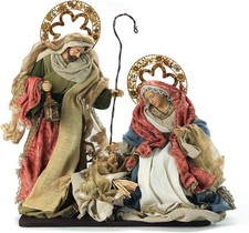 Gruppo Natività in Resina abiti in stoffa e Legno, alta 40 cm. 