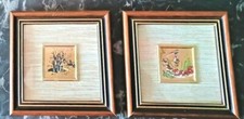  SERIGRAFIE n.2  SU FOGLIO ORO 22 CARATI    IN CORNICE LEGNO CM. 10 X 10 