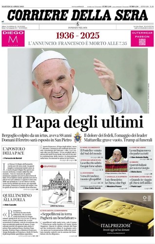Corriere della sera morte papa - sera,