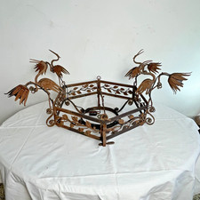 Lampadario In Ferro Battuto Liberty  Epoca 900 con cigni