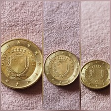  Malta una rara collezione di centesimi da 50cent-2021, 20cent-2008, 10cent-2019