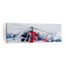 Quadro su Tela 160x50cm Elicottero montagne picco inverno Stampe Immagini Murale