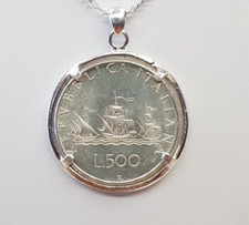 Pendente in Argento con Moneta Da 500 lire
