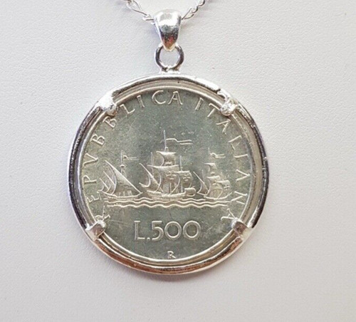 Pendente argento con moneta - pendente,