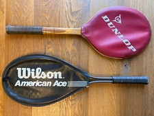2 Racchette Tennis WILSON America Ace DUNLOP Maxply Legno Metallo Vintage Borg