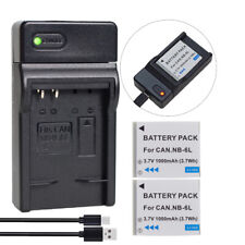 2x Batteria NB6L 3.7V 1000mAh Li-Ion per per Canon PowerShot D10 D20 D30 e Caricabatterie